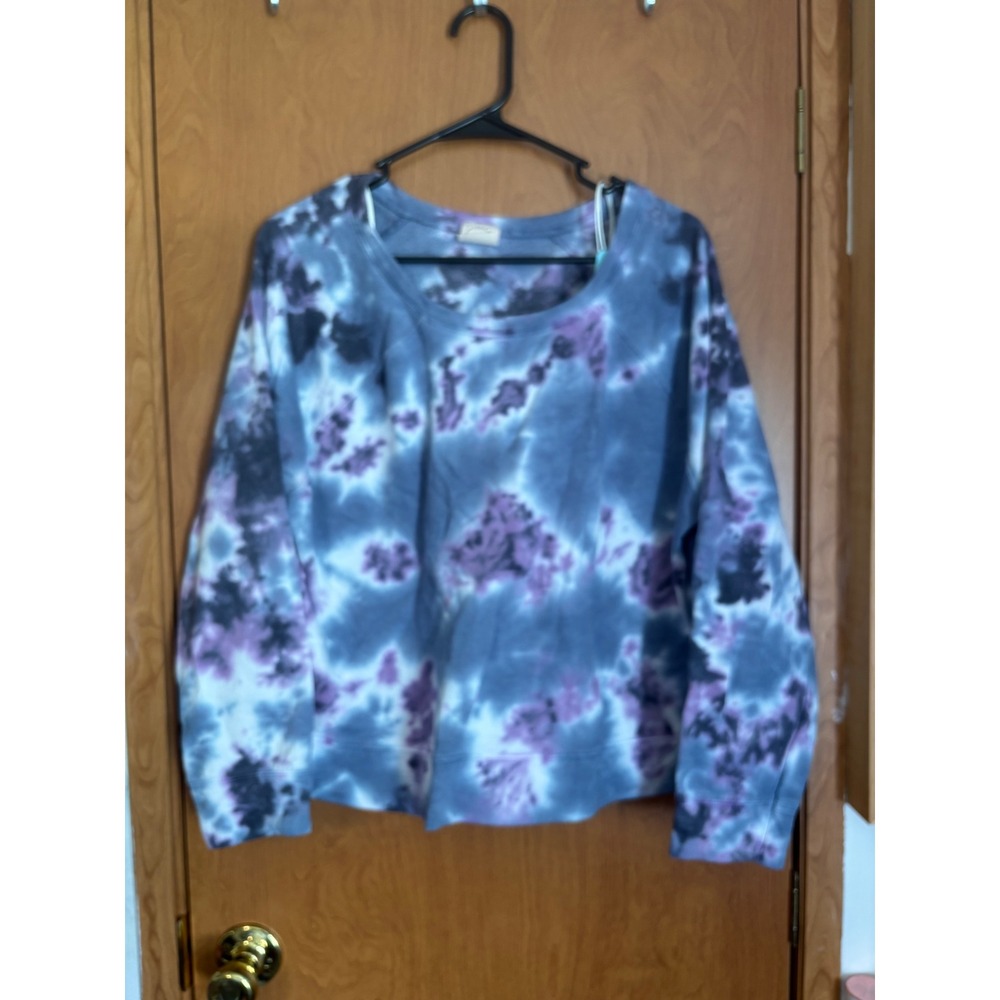 Urban Rebel Tie Dye Sweatshirt Blue Purple Fleece Pullover Large